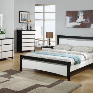 Perry Style 4PCS  Black and White Bedroom Suite