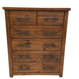 Leon Solid Pine Wood Tallboy (6 Drawers)