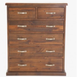 Amado Rustic Pine Wood Tallboy 6-Drawer